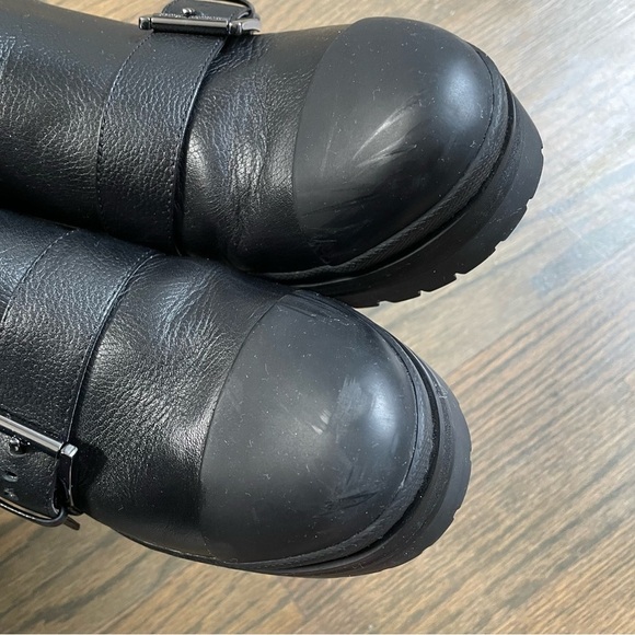 MICHAEL KORS Corey Buckle Lug Sole Platform Black Ankle Bootie size 9 - Picture 9 of 14